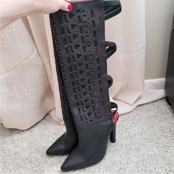 Jeffrey Campbell Boots B*tch Laser Cut Leather Heeled Boots - Picture 3 of 14